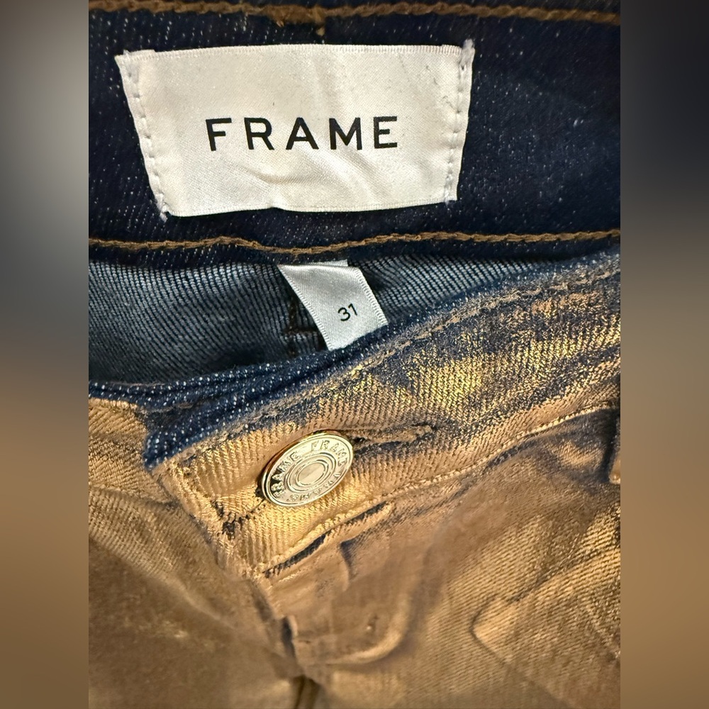 • FRAME • Le Crop Mini Boot Jeans • Color: GOLD CHROME • NEW NWT - Picture 8 of 14